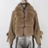 Femmes fourrure fausse CXFS mode hiver femmes décontracté col réel court chaud veste tricotée en vrac avec patte naturelle vêtements d'extérieur 230925