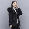 Women's Trench Coats 2023 Fashion Denim Parkas Coat Warm Clothing Loose Thicken Jacket Big Fur Collar Black Winter Trendy