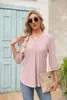 Damesblouses 3/4 mouwtops Oogje chic casual V-hals T-shirts