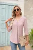 Women's Blouses 3/4 Sleeve Tops Eyelet Dressy Casual V Neck T Shirts