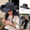 Chapeaux à large bord Chapeau de pêcheur à la mode Pliable Cowboy Safari Seau avec mentonnière pour unisexe mâle femme été vêtements quotidiens