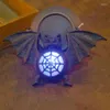 Dekorativa figurer Halloween hängande fladdermuslykta färgglada lysande 3D -fladdermöss med lanyard skrämmande dekoration för