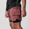 Herr shorts män mode andas dubbel lager sport gym fitness casual bodybuilding träning snabb torr strandlastbyxor