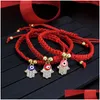 Charm Bracelets Evil Turkish Eye Lucky Hand Braided Red Thread String Bracelet For Women Men Rope Adjustable Friendship Jewelry Gifts Dhjtw