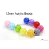 Acrylique en plastique Lucite en gros 10 couleurs perles en vrac 12 mm ronde couleur bonbon entretoise perle craquelée pour la fabrication de bijoux bricolage bracelet perlé Dh2Bq