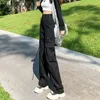 Damesjeans Hogere kwaliteit Retro-stijl bruine broek voor dames met riem in de taille Lange broek Koreaanse look Dunner Langere hiphop