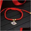Charm Bracelets Evil Turkish Eye Lucky Hand Braided Red Thread String Bracelet For Women Men Rope Adjustable Friendship Jewelry Gifts Dhjtw