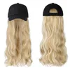 Perkkappar Shangzi Long Wavy Synthetic Baseball White Cap Whit Hair Wig Natural Wigs avtagbar naturligt syntetisk hatt peruk för tjej 230925