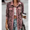 Chaquetas de mujer Mujeres Moda Cuello de solapa Sexy Chicas Ropa Otoño Vintage Leopardo Estampado Top Outerwear Ladies Stand Abrigos de bolsillo