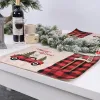 Weihnachtsdekorationen, Weihnachtsbaum, roter LKW, Tischsets, Tischset, Winter-Büffelkariertes Tischset, Esszimmer, Zuhause, Weihnachten, Tischdekoration 926