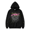 メンズフーディーSP5DER Young Thug 5555555 Hooded Designer High Foam Women Autumn Print Embroidery Spider WebグラフィックピンクスウェットシャツY2KプルオーバーAB XL