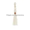 Key Rings Retro Diy Weave Tassel Bag Hangs Handmade Knot Beads Ring Holders Fashion Jewelry Drop Delivery Dhrd6