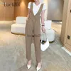 Dames Jumpsuits Rompertjes Koreaanse Mode Jumpsuit Dameskleding Zomer Hoge Taille Kantoor Dame Jumpsuits Combinaison Femme Elegante Overalls Kleding Khaki L230926