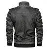 Men's Fur Mens Leather Jackets Motorcycle Stand Collar Zipper Pockets Male US Size PU Coats Biker Faux Fashion Outerwear