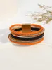 Pulseras de encanto ALLYES Boho Multicapa Cadena de cristal Wrap Pulsera de cuero para mujeres Halloween Naranja Calabaza Encantos Regalo de joyería