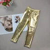 Trousers Children's Pants Boys And Girls'Gilded PU Performance Gold Silver performance Leggings Ages 2 11Years 230925