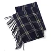 Halsdukar Cashmere Scarf Men Winter Strip Solid Plaid ull Lyxig klassisk varm för tillbehör 230925