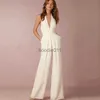 Dames Jumpsuits Rompertjes Jumpsuit Dames 2022 Sexy Polyester Wit Ruglooze Wijde Pijpen Broeken Kleding Mouwloos Elegant Dames Zomer Overalls Rompertjes L230926