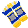 Men's Socks Resistant Anti-Bacterial Bright Color Webbing Sweat Absorption Patchwork Striped Five Finger Short Tube