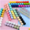 Other 100Pcs/Lot 12Mm 15Mm Round Shape Bead Sile Teething Beads Baby Teether For Diy Nursing Necklace Food Grade Chew Bk Jewelry Loose Dhcfu