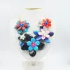 Choker It's Beautiful ! Natural Brazil Semi-precious Stone. Shell Handmade Made Flower Necklace 20"