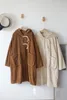 Gabardina de longitud media de pana de mezcla de lana para mujer otoño Vintage con capucha suelta Casual 230925