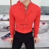 メンズドレスシャツの男性スタンド首輪中国スタイルのシャツ長袖スリムフィットソリッドカラービジネスドレスメンズ高品質パーティータキシードS YQ230926