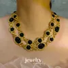 Chains Retro Noble Double-layer Necklace Black Classic Bead Texture For Women