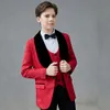 Suits Light Green Children's Black Lapel Suit Kids Tuxedo Formal Dress Clothes Set Child Wedding Costumes Jacket Pant Gentlemen 3st 230925