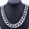 24mm Men Silver Curb Cuban Link Round Necklace Super Heavy Thick Punk Rock Hiphop Women Gold 316L Stainless Steel Bike Biker Chain277O