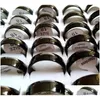 Band Rings 50Pcs Black Ring 6Mm Width Flat Arc Shape 316L Stainless Steel Men Women Elegant Classic Jewelry Wholesale Lots Drop Delive Dhwhu