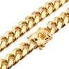 Kedjor 8/10/12/14/16/18m 18-30 tum Miami kubansk länk Guldkedja Hip Hop-smycken tjockt rostfritt stål halsband Drop Delivery Necklac DHR8B