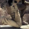 メンズパンツ戦術貨物パンツ屋外の防水SWAT戦闘軍事カモフラージュズボンカジュアルマルチポケットパンツ男性ワークジョガー230925
