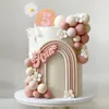 Feestartikelen 5 stuks Macaron Ballen Cake Toppers Boho Decoraties Voor Verjaardag Baby Douche Bruiloft DIY Cupcake Decor