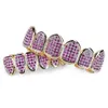 Grillz Dental Grills Custom Fit Hiphop Gold Zähne Kappen Micro Pave Fuchsia Zirkonia Top Bottom Set Für Weihnachtsgeschenk Frauen drop Dhkaw