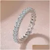 Anelli a fascia per le donne Sier Colore Cubic Zirconia Anello Pietra bianca Da sposa Matrimonio Fidanzamento Gioielli alla moda Bijoux Femme Cc1565 Drop Del Otles