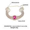 Collier ras du cou avec strass brillants multicolores, grand pendentif carré, bijoux de mariage pour femmes, chaîne creuse en cristal