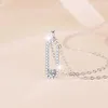 Luxus Halsketten Designerschmuck für Frauen 925 Sterling Silber Kette Quadrathöhle Movable Drei VVS Moissanite Pass Diamond Tester Anhänger Halskette