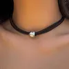 Collier ras du cou classique gothique tatouage en cuir noir pour femmes, pendentif à grosses perles, colliers à breloques, bijoux Boho, cadeau de noël X0199