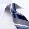 Bow Ties Blue Rands Mens Wedding Accessories Slipsarduk Manschettknappar Brosch Pin Gifts för män Hela artiklar Business3108