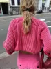 Kobiety swetry pionowe pasiastki pullover kobiety o długim rękawie dzianinowe ciepło gęste sweter żeńskie jesienne vintage dama górna odzież
