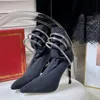 Lüks tasarımcı yüksek topuk elastik kumaş bot rene caovilla kristal dekorasyon yılan sarılı ayak bileği kayış kadın çorap ayakkabı rahat sivri ayak ayak bileği moda botları