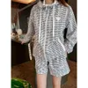 Women's Suits & Blazers P Family Spring/Summer Sunscreen Printed Jacket Coat+Shorts Set Casual Fashion Simple Versatile