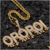 Naszyjniki wiszące A-Z Niestandardowa nazwa Małe litery dla mężczyzn Kobiety biżuteria z cyrkonem HIPHOP z łańcuchem linowym wisienia dostarczania DH8MH