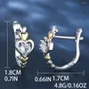 Hoop Earrings Girls White Zircon Heart For Women Silver Rose Gold Color Vintage Bridal Crown Ear Buckle Wedding Birthday Jewelry