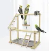 Other Bird Supplies Parrot Playstand Plays Stand Cockatiel Playground Wooden Perch Gym Ladder with Metal Feeder Plate Toy 230925