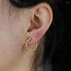 Hoop Earrings 2023 Arrived Gold Color Circle Beaded Shaped Earring For Girl European Women Multi Piercing Stacking Huggie