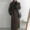 Cappotto da donna in misto lana Cappotto lungo in lana Giacca da donna Autunno Inverno Bavero Soprabito Cintura Tinta unita Soprabito Elegante lana a maniche lungheL230926