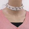 Choker Punk-Kragen-Halskette, modisch, verstellbar, Leder, Schlüsselbeinkette, Niete, doppellagiges Halsband für Damen