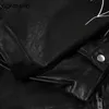 Vestes pour hommes Veste en cuir noir Y2K Streetwear Hip Hop Broderie Coeur Spider Web Zipper Court Faux PU Manteau Mode Moto Veste 230926